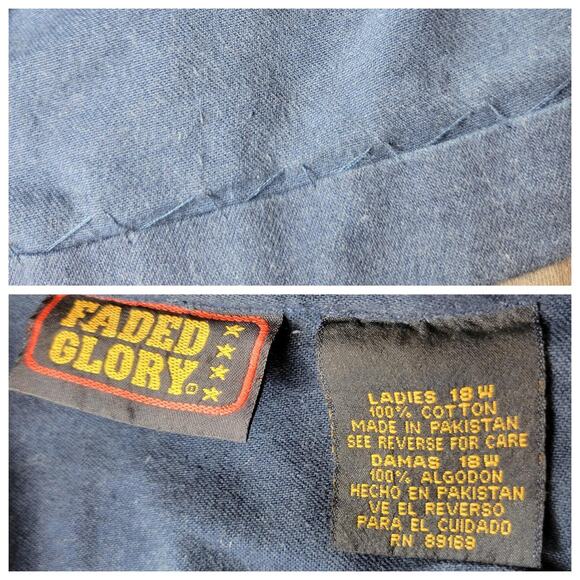 Faded Glory Navy Blue Button Up Short Sleeve Shirt, 18W - Picture 4 of 4